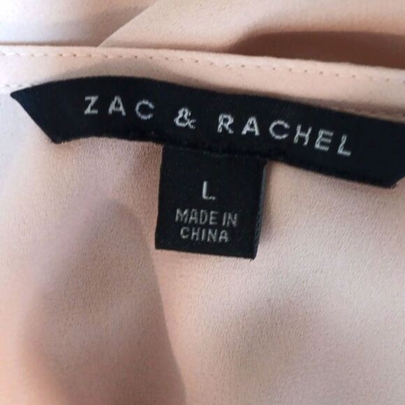 Zac & Rachel Women Light Pink Lace And Sheer Sleeveless Blouse sz L Boho Chic - Picture 7 of 8